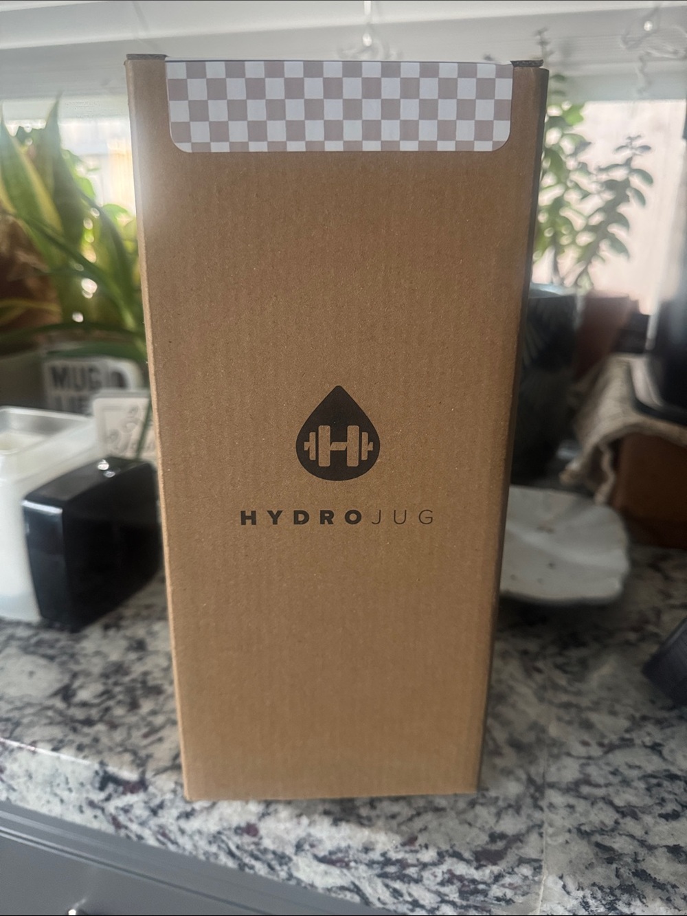 HydroJug Sand Brown and Checkered Cup